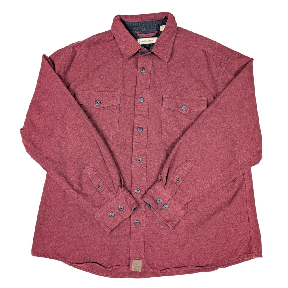 Dakota Grizzly Maroon Cotton Flannel Button Down Collared L/S Men's Size‎ 2XL